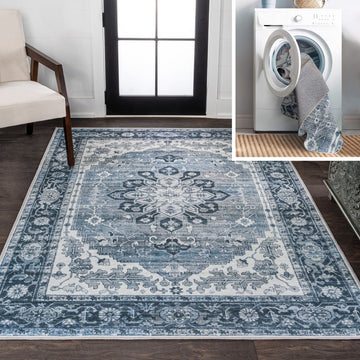 Asa Ornate Medallion Washable Area Rug